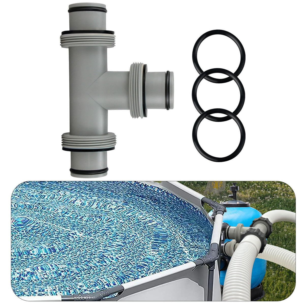 Taudang easy installation for quick pool hose swaps.