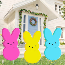 taupphoo 24-inch bunny yard sign stake brightens lawn for Easter curb appeal.