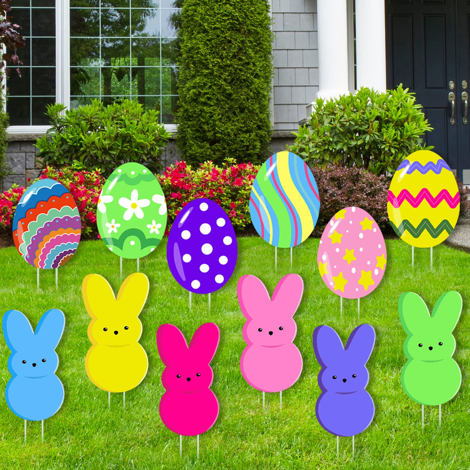 Taupphoo Easter bunny yard sign in purple for curb appeal and outdoor display.