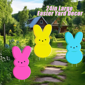 taupphoo easter bunny yard sign set with three pieces adds festive color.