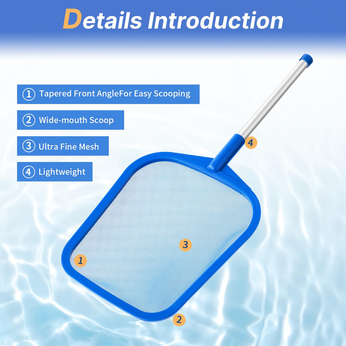 Tavaleu 26-inch skimmer with aluminum pole extends reach for quick pool cleaning.
