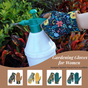 Floral Tavaleu gloves add style to gardening.