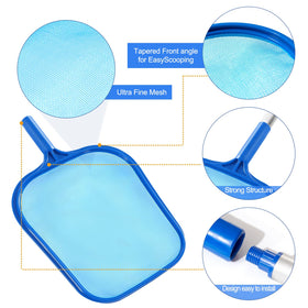 Tavaleu pool skimmer curved-edge design gliding smoothly through water.