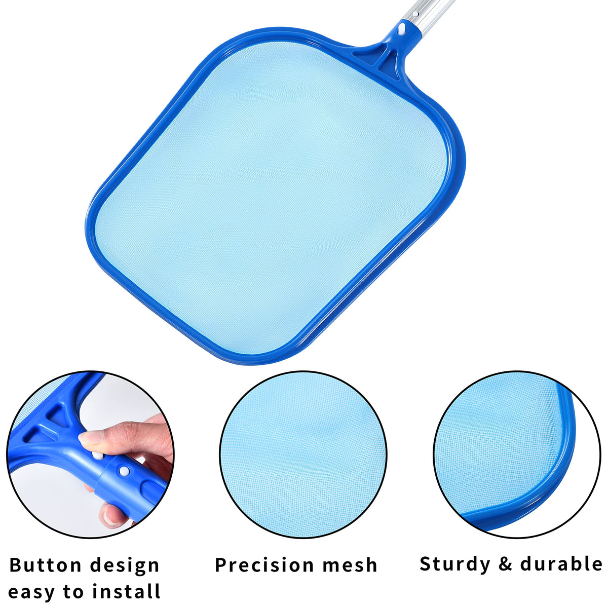 Tavaleu Pool Skimmer easy-attachment attaches to poles quickly