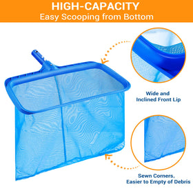 Tavaleu pool skimmer easy-scoop edge for quick debris removal.