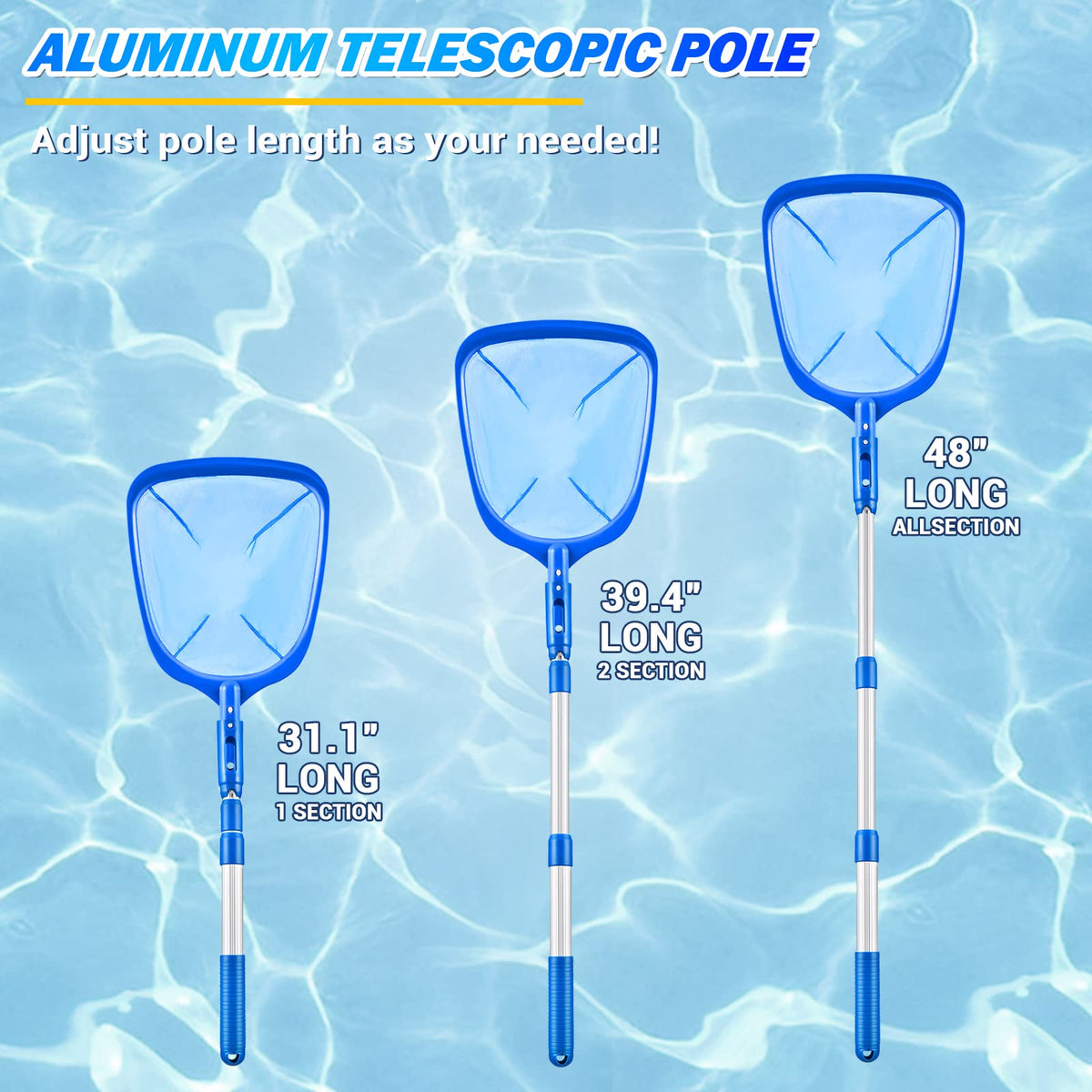 Three poles enable 360-degree rotation for easy skimming.