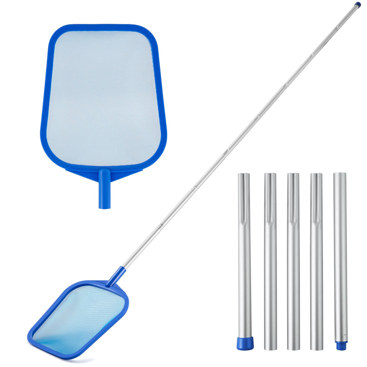 Tavaleu pool skimmer net with aluminum pole assembly for efficient surface cleaning