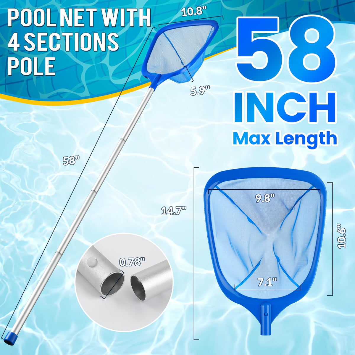Tavaleu pool skimmer net reinforced frame boosts durability during cleaning