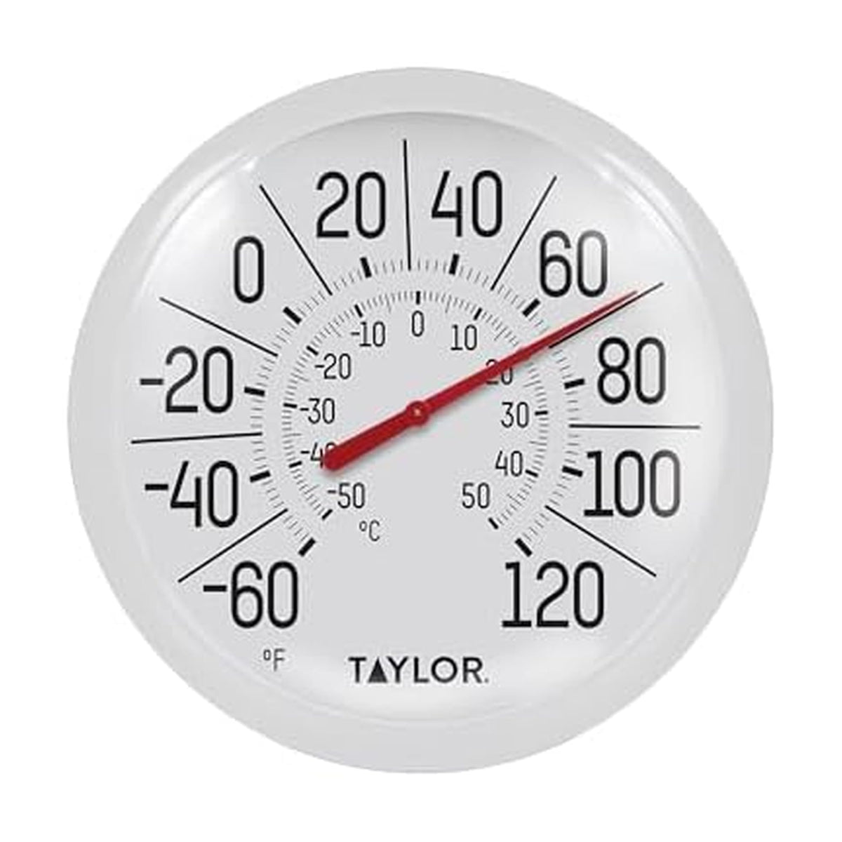 Taylor Big & Bold thermometer front view with clear dial for quick patio readings