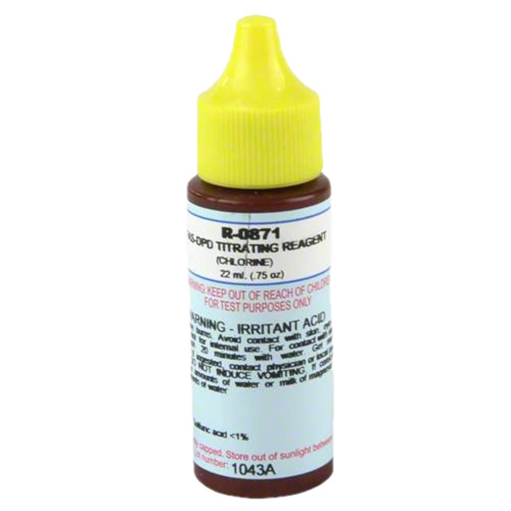 Taylor FAS-DPD titrating reagent bottle for chlorine testing delivers precise titration results.