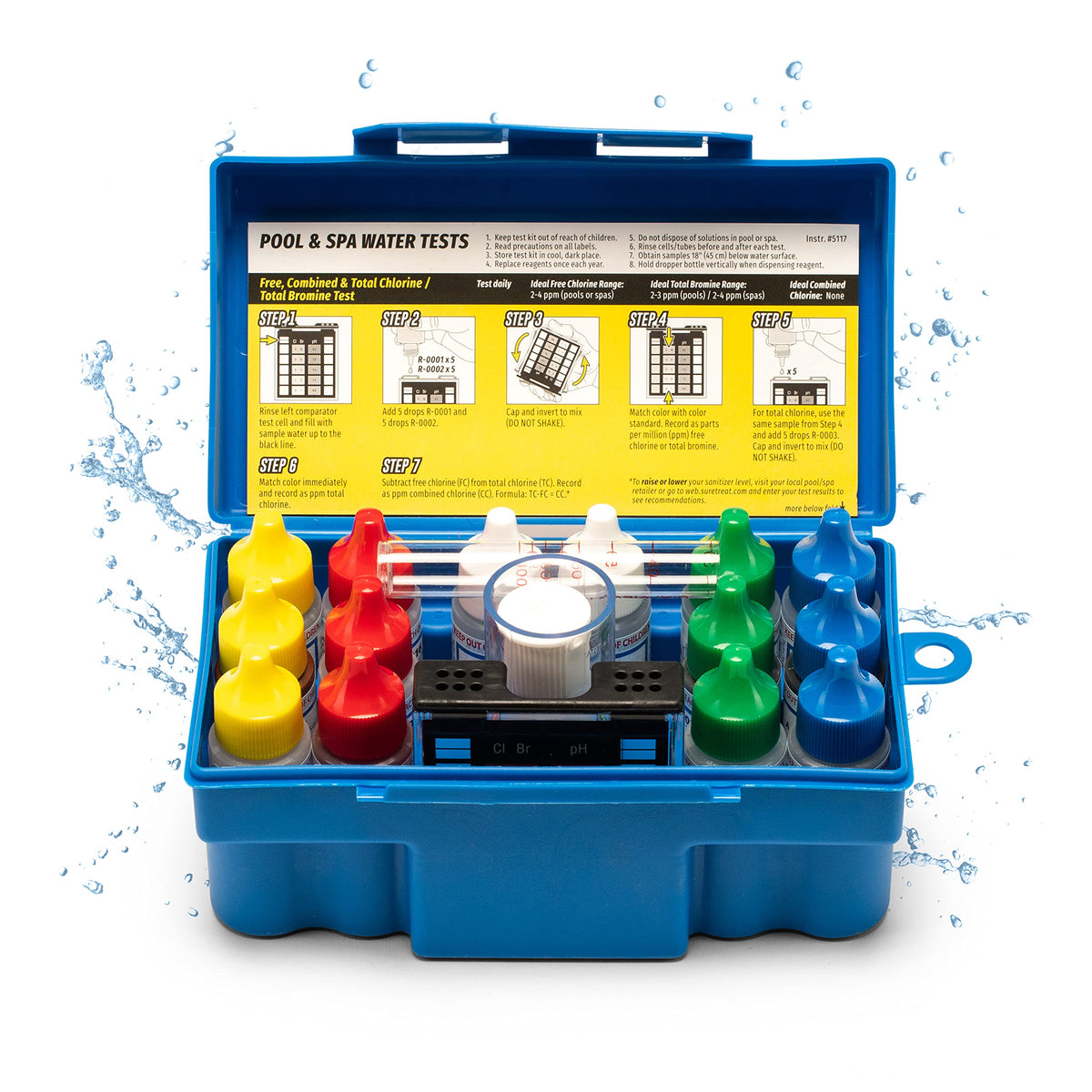 Taylor K-1005 DPD 9-Way test-kit case enables quick, precise pool testing.