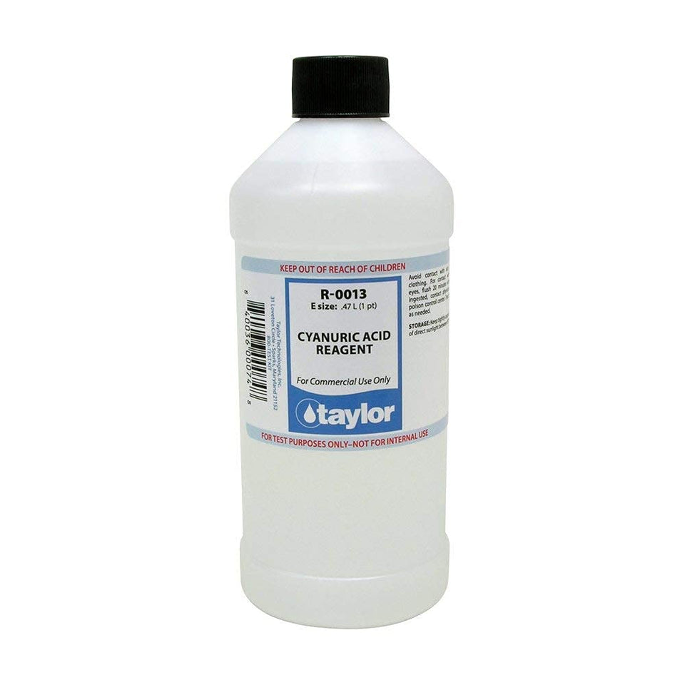 Taylor of London cyanuric acid 16 oz bottle stabilizes pool chlorine for outdoor swimming