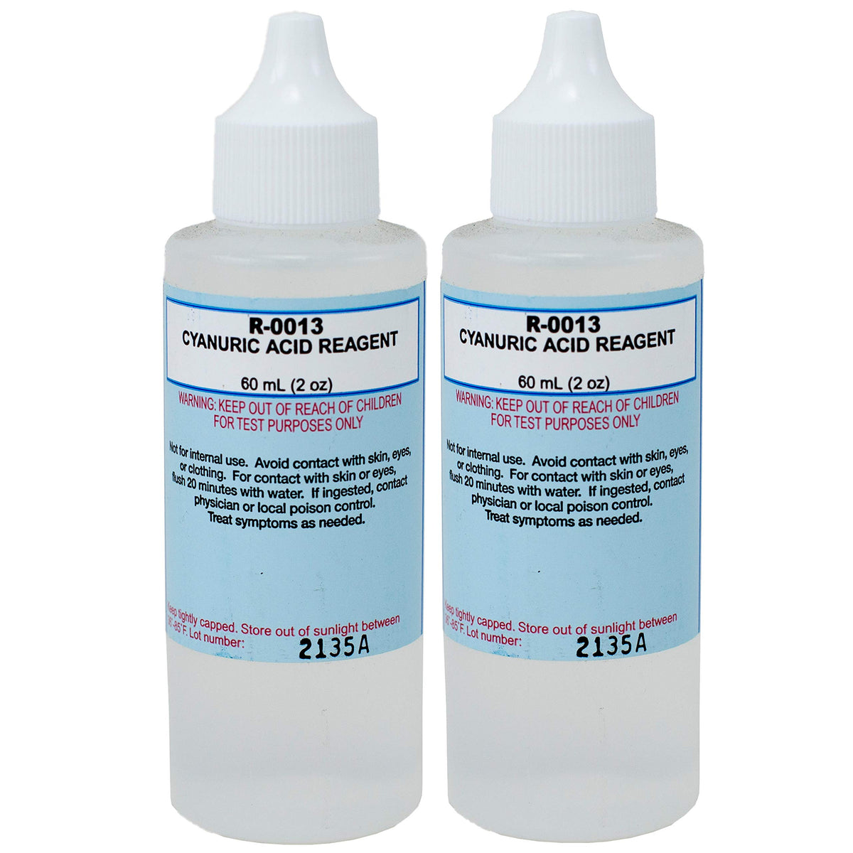 Taylor R-0013 cyanuric acid reagent bottle supports reliable pool test readings.