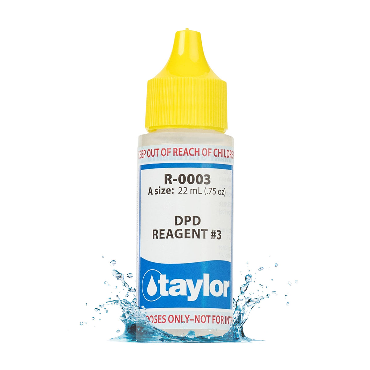 Taylor Reagent 3 total chlorine refill bottle enhances kit longevity.