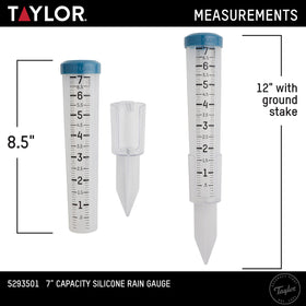 Taylor rain gauge with removable ground stake for easy yard placement