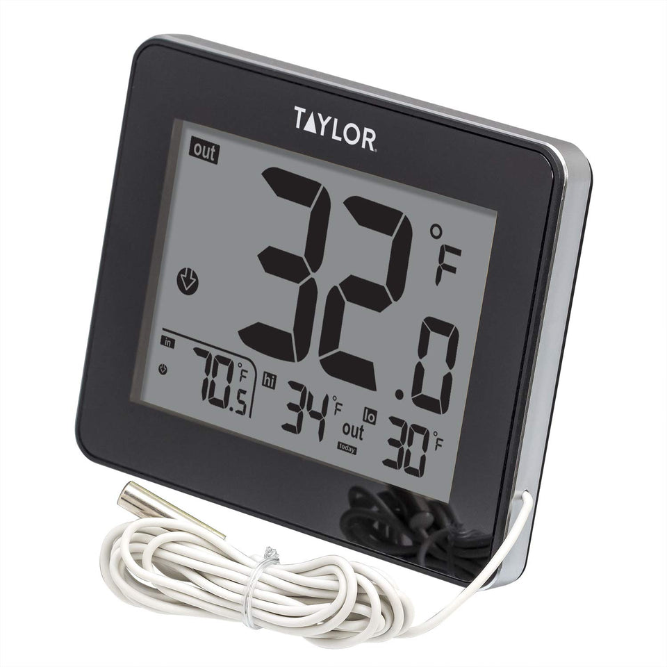 Taylor wired thermometer with LED display for clear temperature readings at a glance
