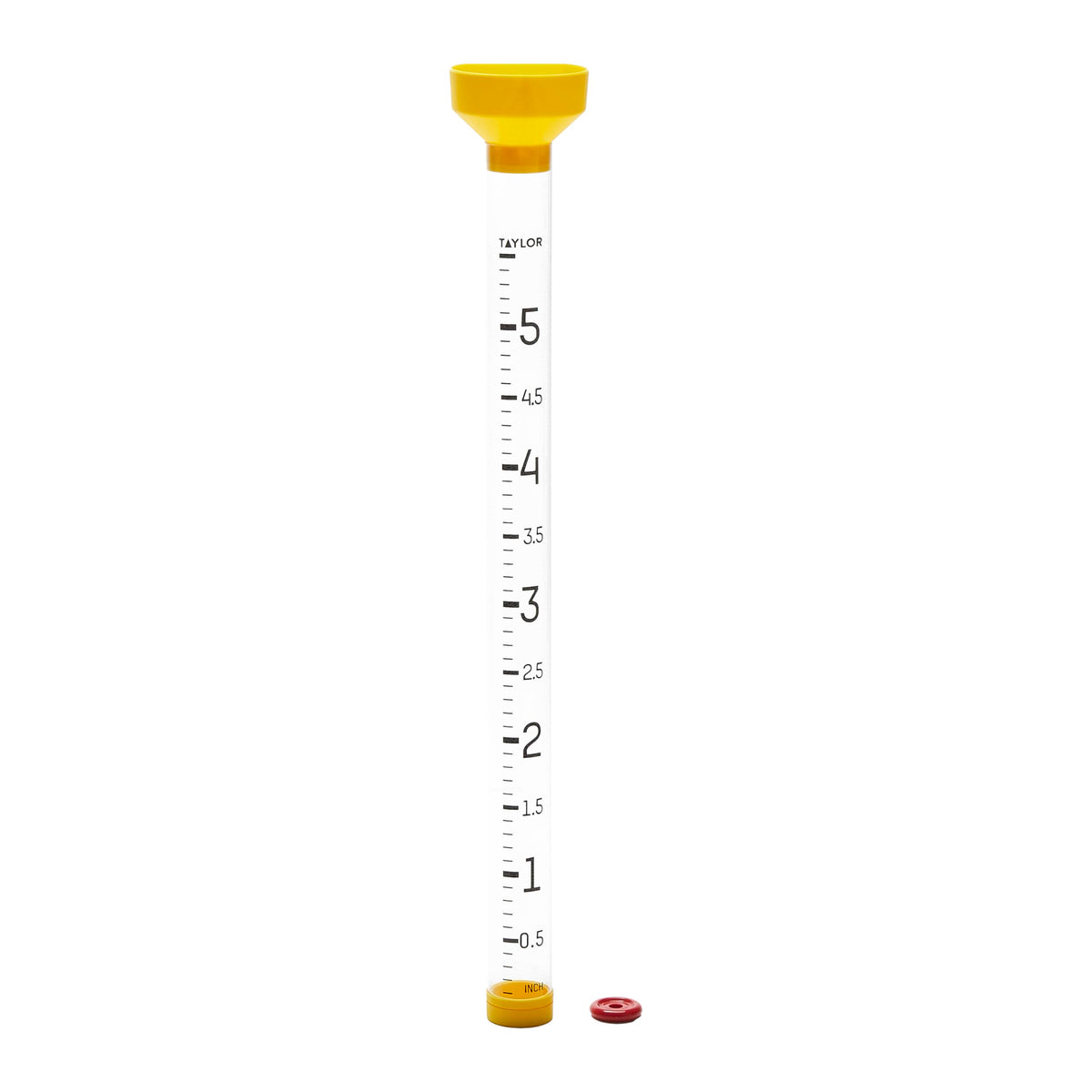 Taylor rain gauge tall 25-inch reading visible from afar helps planning