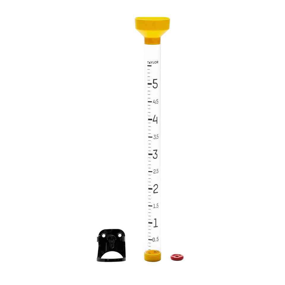Taylor Capacity Jumbo Rain Gauge with easy-read numbers, visible from afar