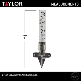 Clear glass tube on Taylor rain gauge showing easy-to-read measurements
