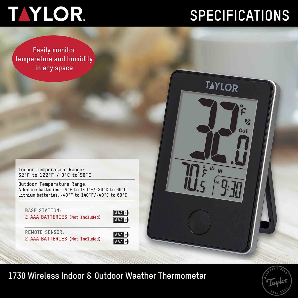 Taylor remote sensor with 200 ft transmission for versatile placement