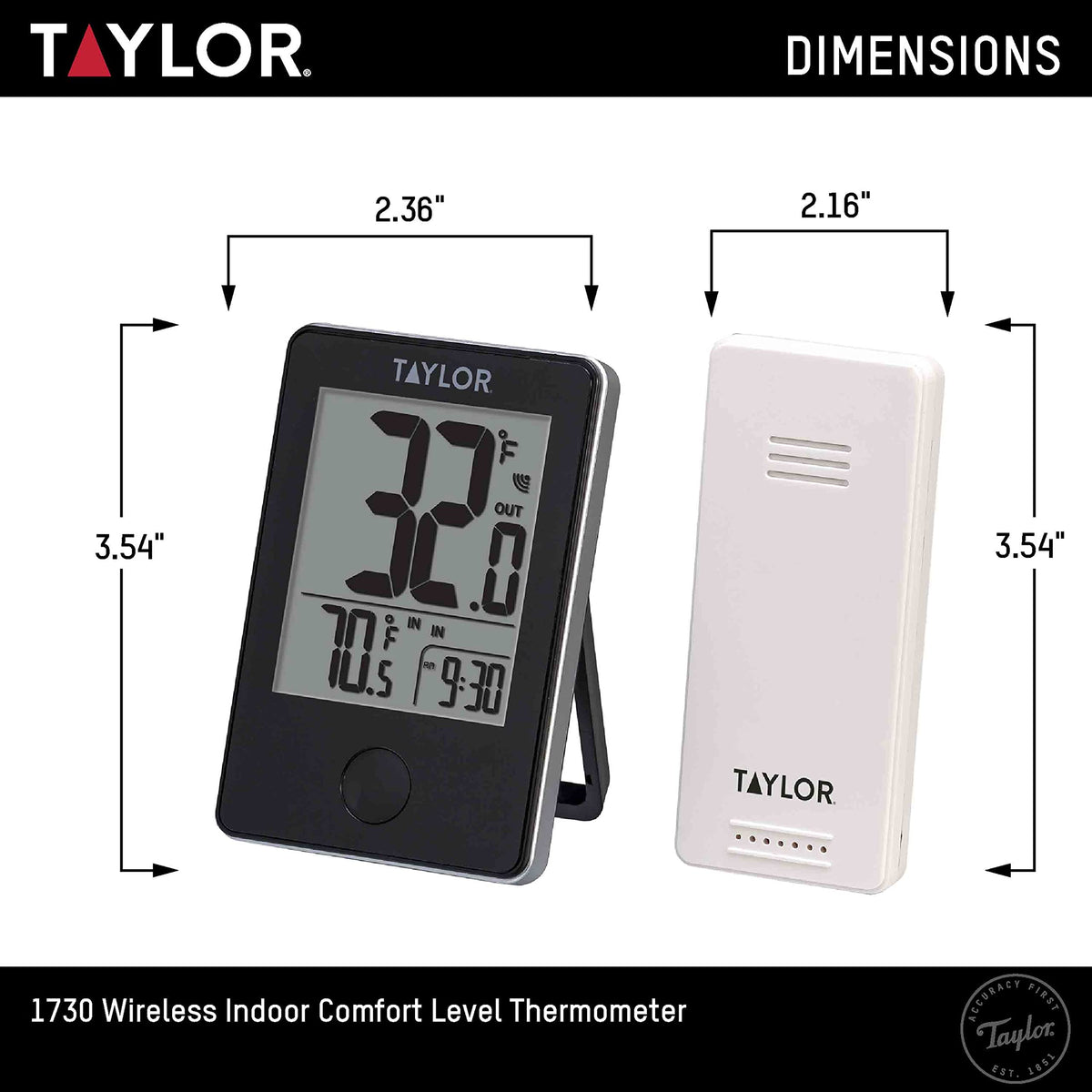 Taylor thermometer with wall mount or stand for flexible setup