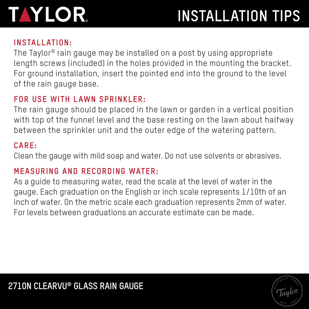 Taylor two-piece rain gauge set ideal for monitoring multiple yard locations