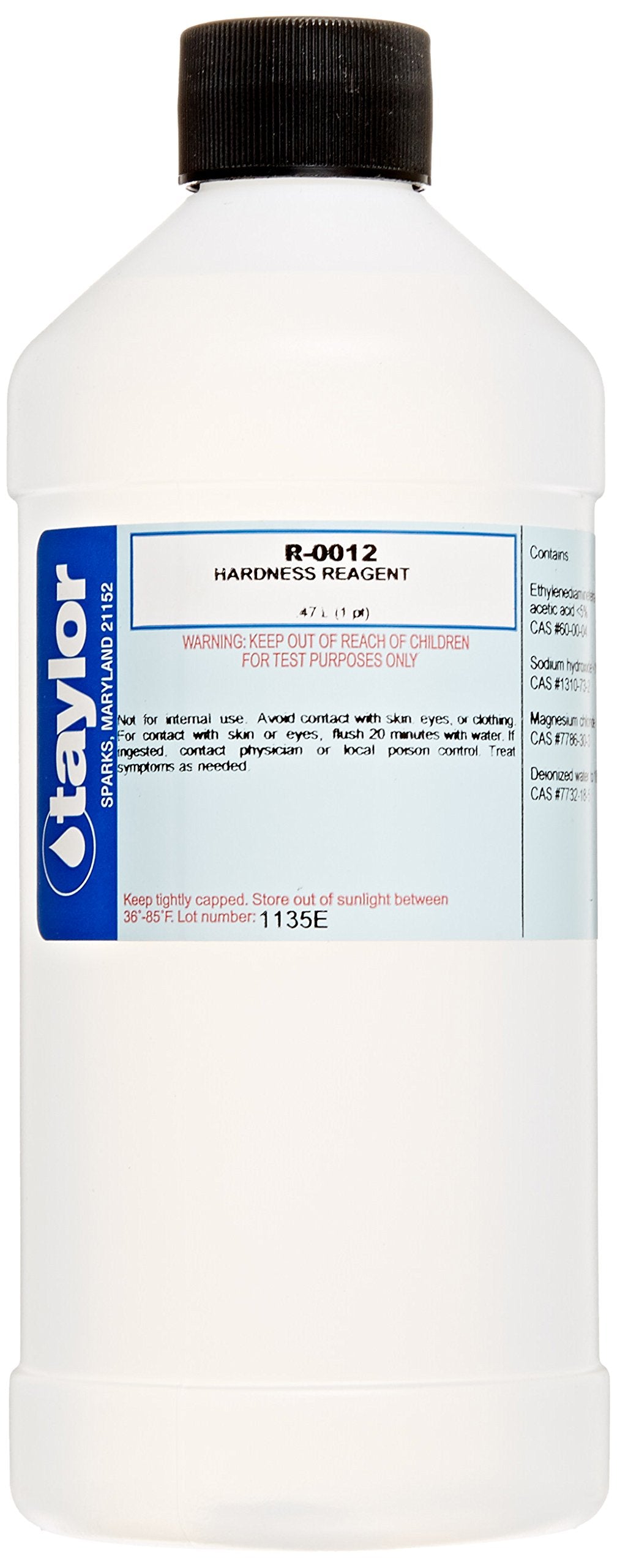 Taylor Technologies Pint Size Reagent #12 bottle for Calcium Hardness testing, ideal for quick field measurements