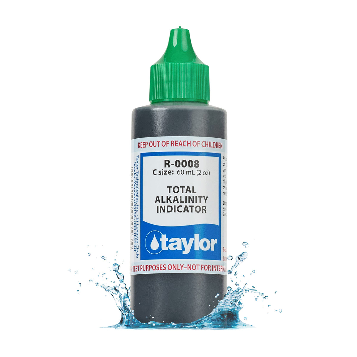 Taylor Technologies R-0008-C total alkalinity indicator refill 2oz for accurate pool and spa testing