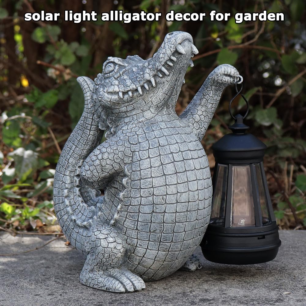 TB TIBAG crocodile lawn ornament with light enhances curb appeal