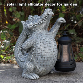 TB TIBAG crocodile lawn ornament with light enhances curb appeal