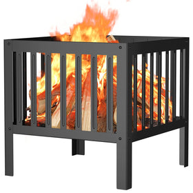 TBMLC 16 inch square fire pit in black for backyard ambiance and versatile outdoor gatherings