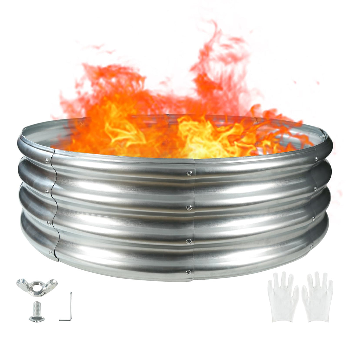 TBMLC 3ft diameter camp fire ring pit ready for easy backyard setup.