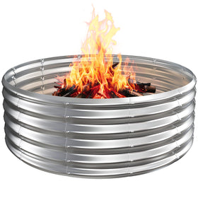 TBMLC Camp Fire Ring Pit front view in durable galvanized steel for outdoors.
