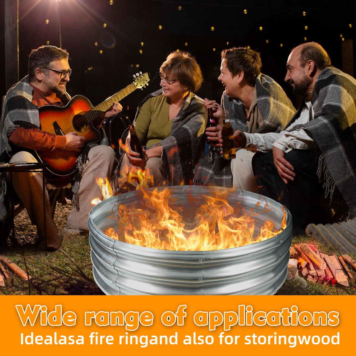 TBMLC heavy-duty steel fire ring in silver for rugged outdoor use.