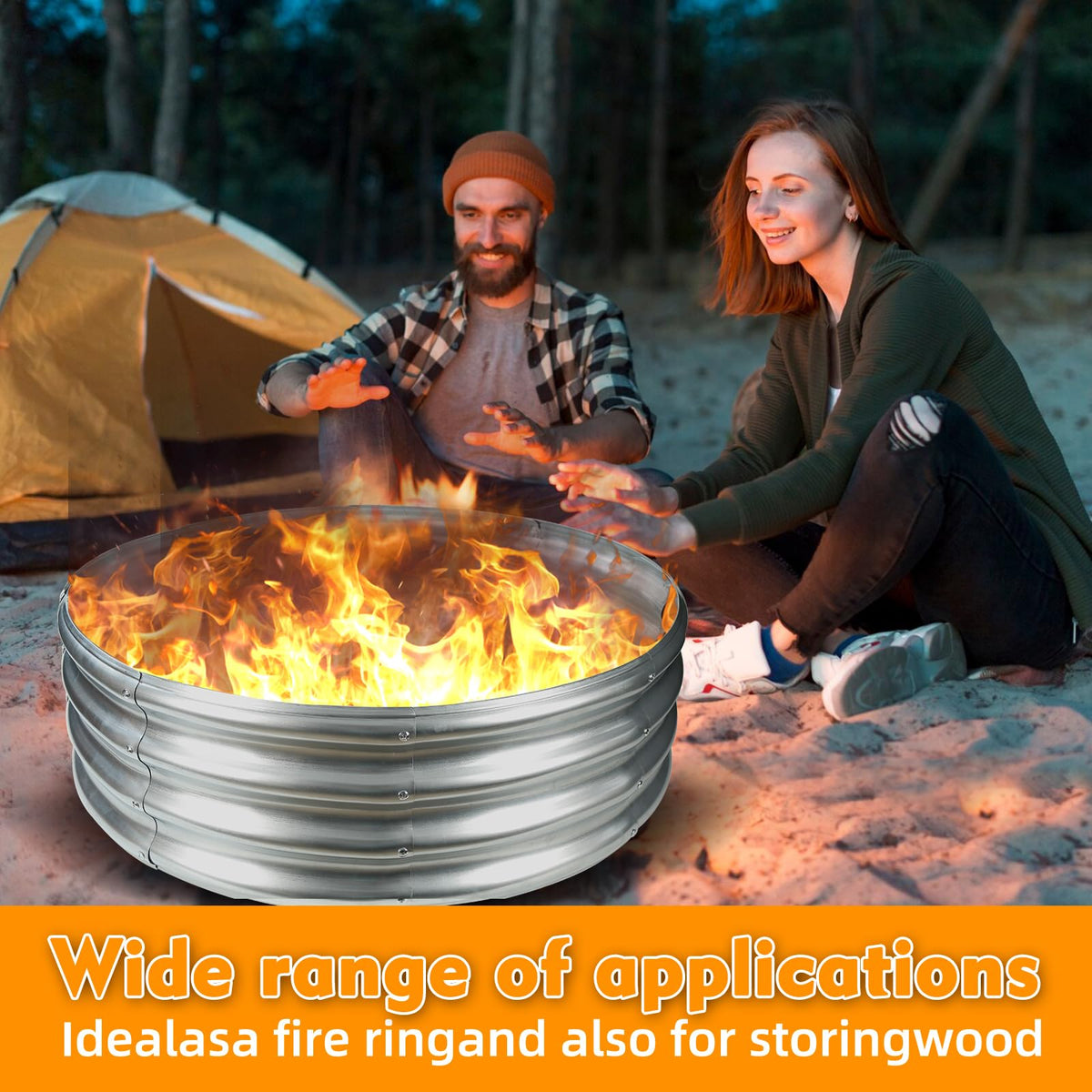 TBMLC large round galvanized steel fire pit for durable outdoor warmth.
