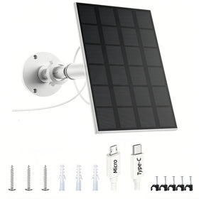 TBSHKFQGS solar panel powering an outdoor camera with steady 5V output
