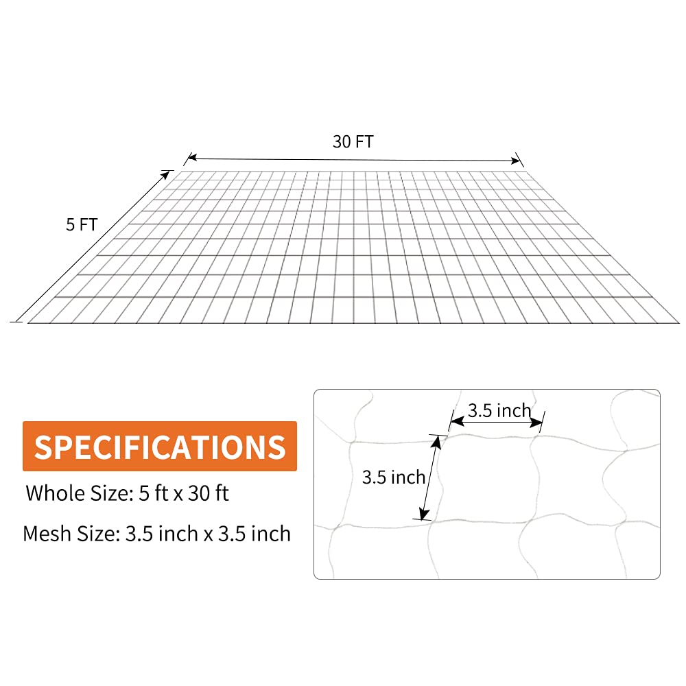 Close-up of Tcamp trellis mesh with 3.5-inch square openings