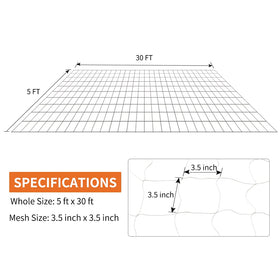 Close-up of Tcamp trellis mesh with 3.5-inch square openings