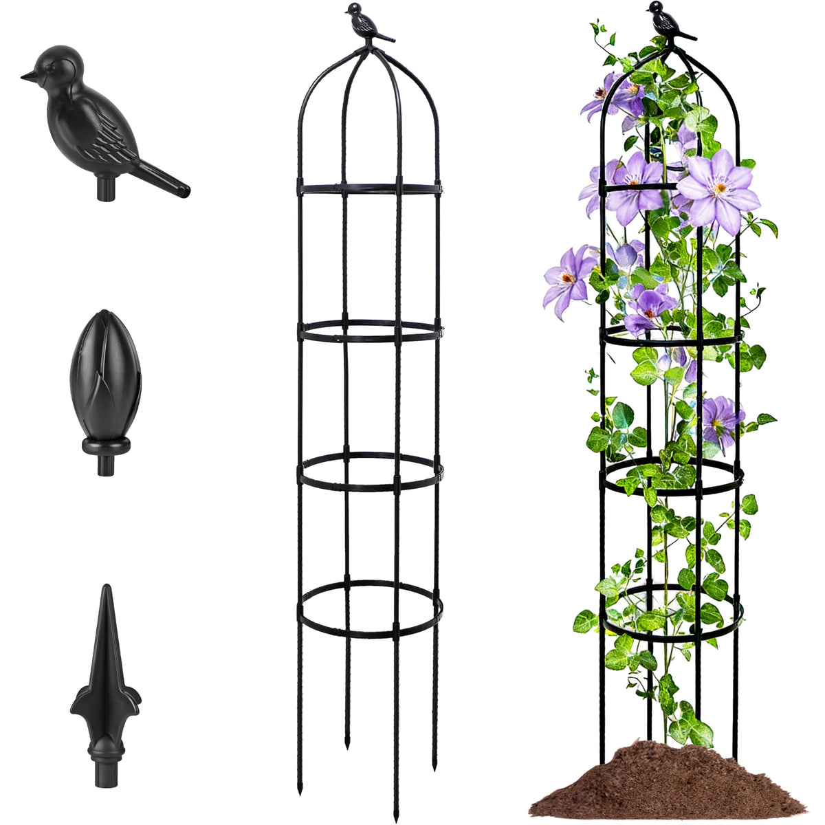 TCBWFY 6ft garden obelisk trellis supports climbing plants in beds or containers.