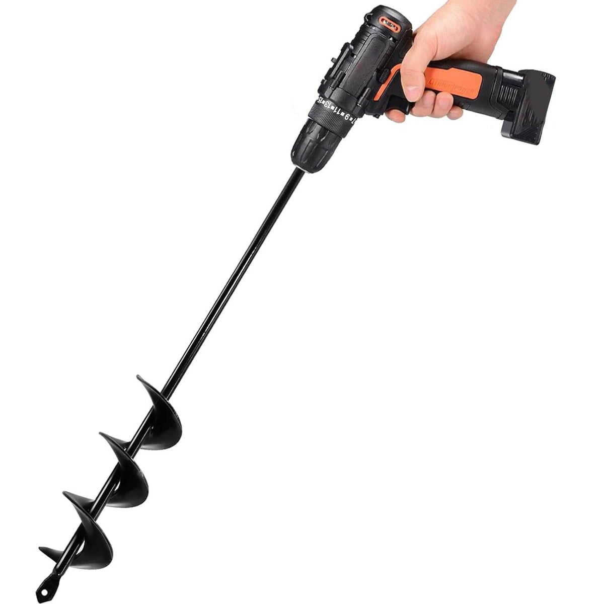 TCBWFY auger drill bit with 16.5-inch extended length for easy upright planting.