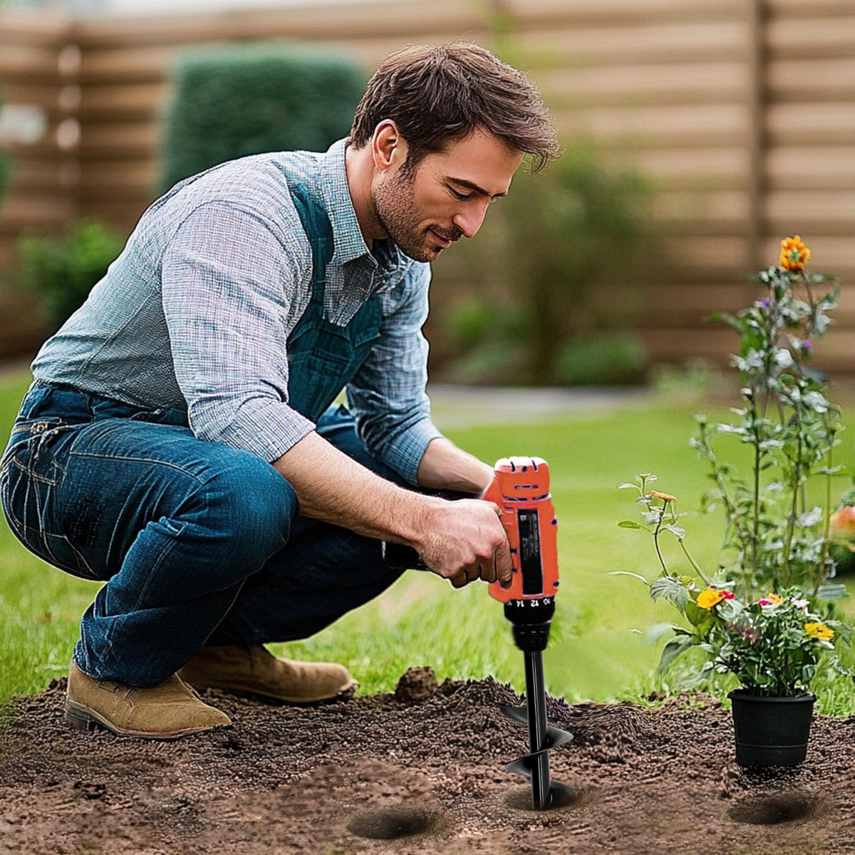 TCBWFY flower bulbs and small plants tool enables quick planting