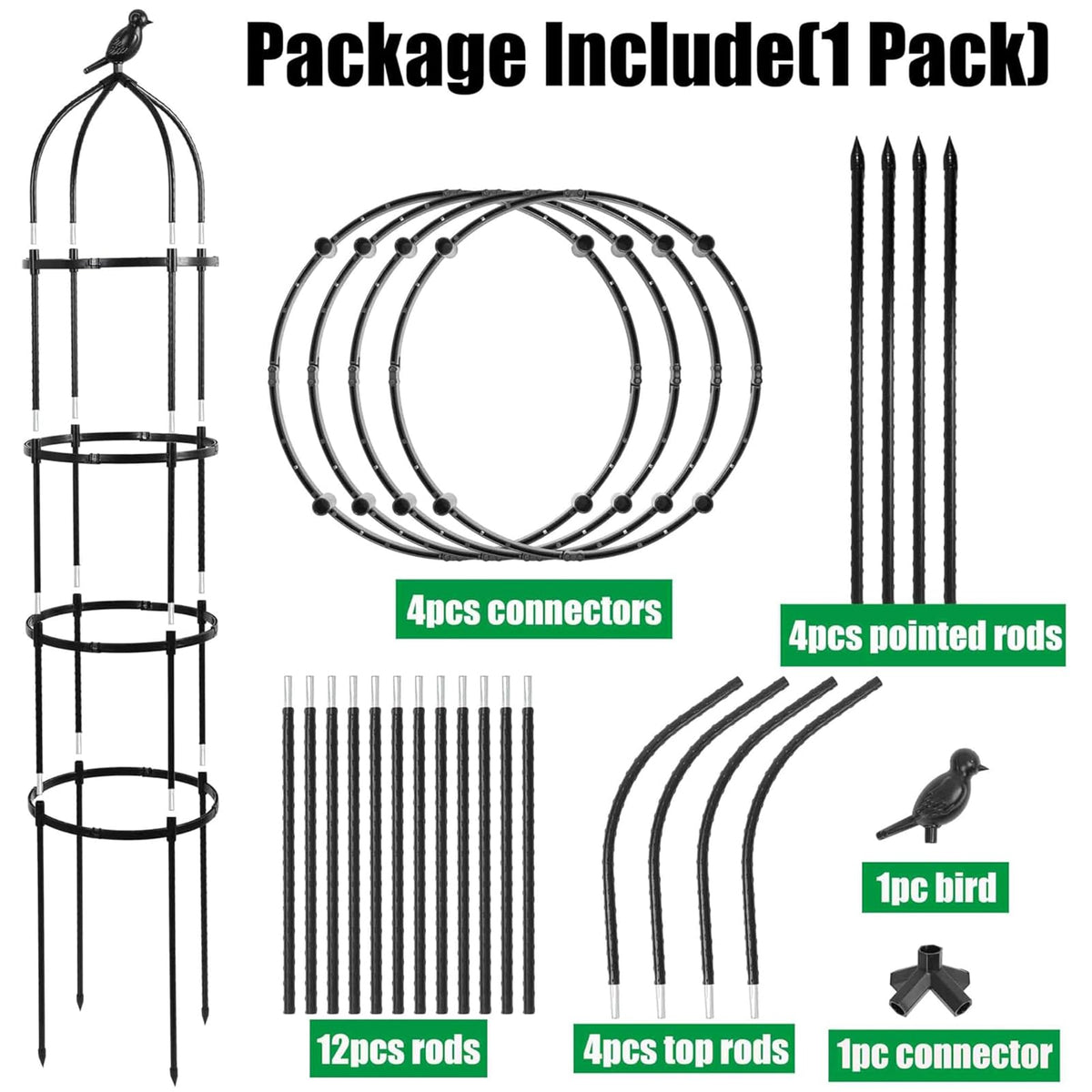 TCBWFY four-ring adjustable trellis adapts to different plant shapes.