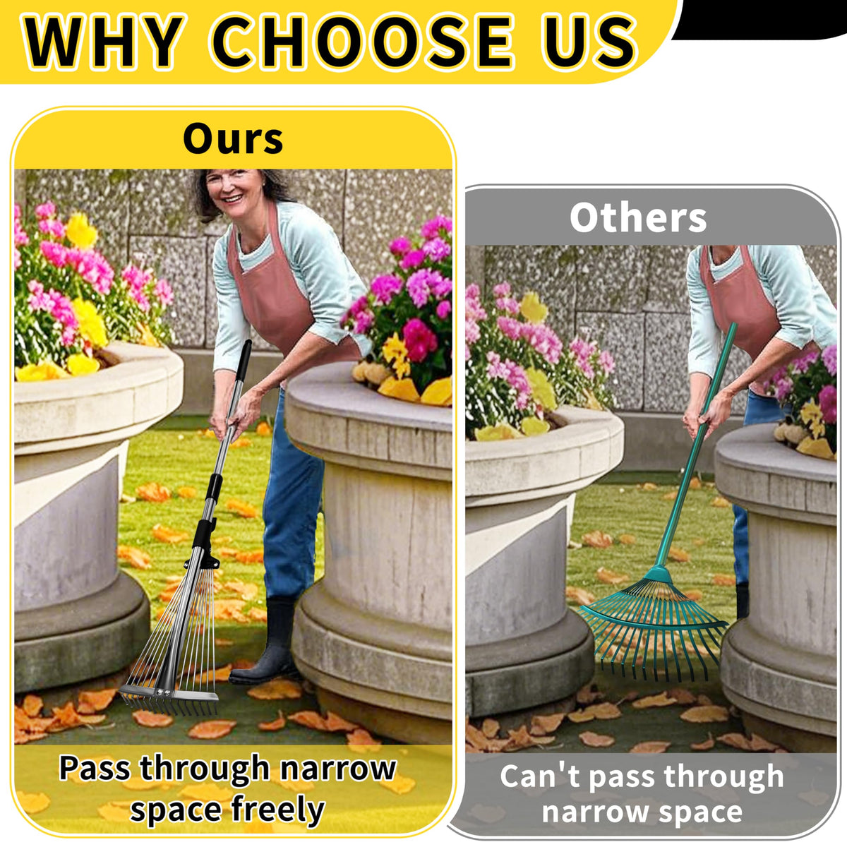 TCBWFY ergonomic grip reduces fatigue during long raking sessions