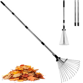 TCBWFY garden rake with extendable handle for versatile yard reach