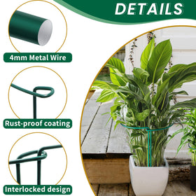 Green plastic-coated steel construction blends with foliage for discreet support