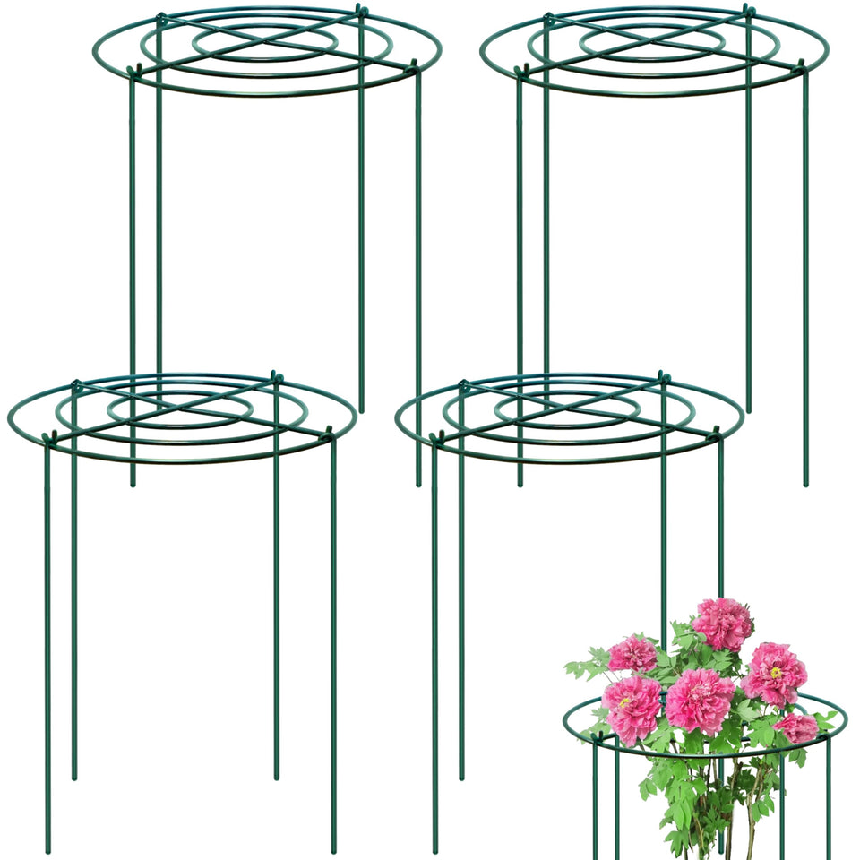 TCBWFY Peony Support Cage with 10-inch ring keeps tall blooms sturdy.