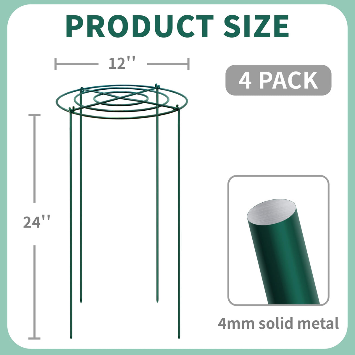 TCBWFY peony cage legs, 24-inch tall for tall bloom stability