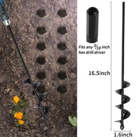 TCBWFY planting auger in soil for quick bulb and flower insertion.