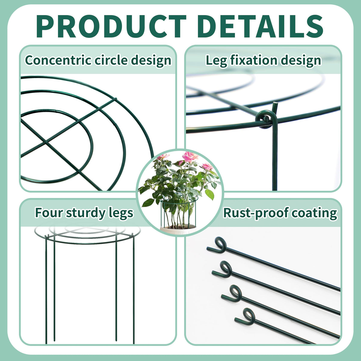 TCBWFY rust-resistant dark-green coating protects the frame outdoors.