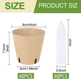 Tcelurd biodegradable 4-inch peat pot set with 60 pots supports eco-friendly seedling starts.